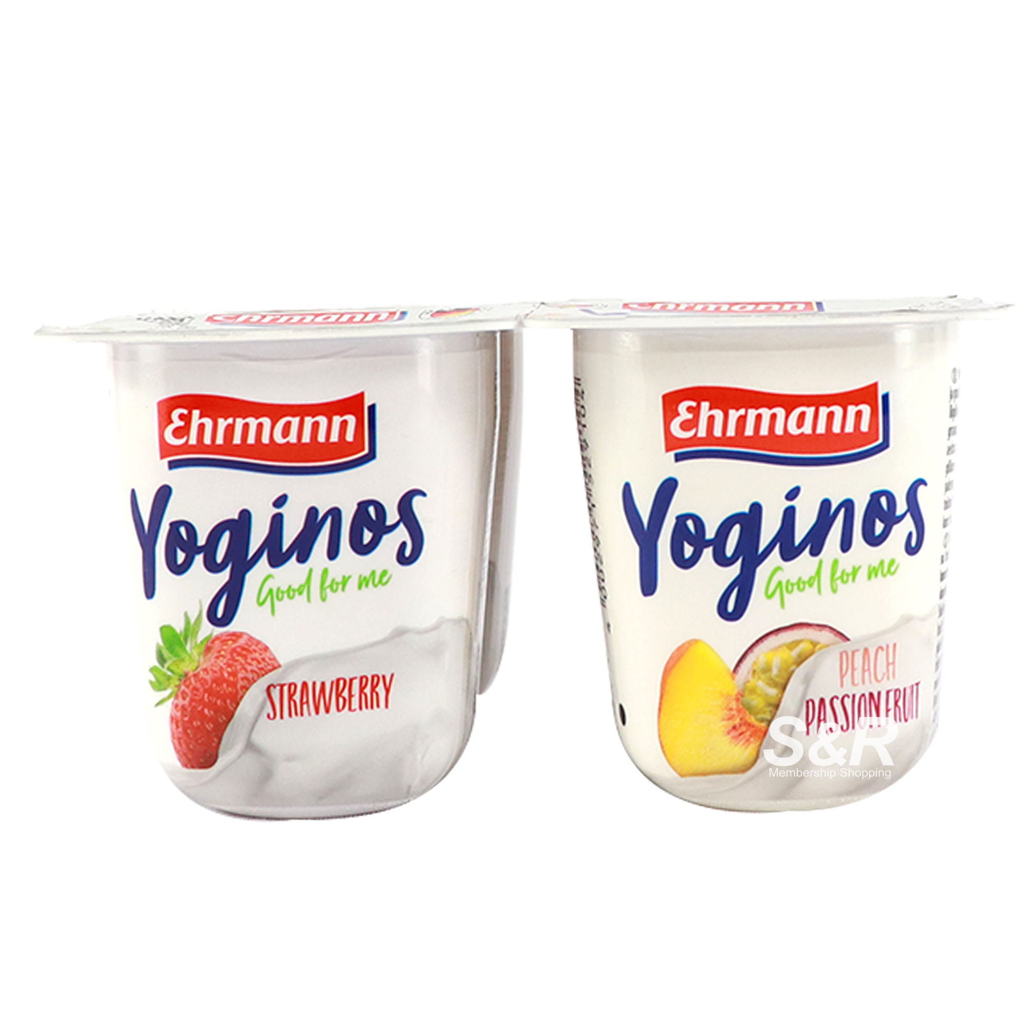 Ehrmann Yoginos Good for Me Frozen Yogurt Strawberry and Peach Passion Fruit Flavors 4pcs